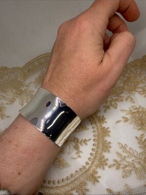 925 Sterling Silver High Polish Wide Open Cuff Bracelet Minimalist Maximalism